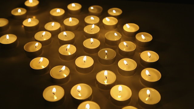 Candles lights background, burning candle decoration