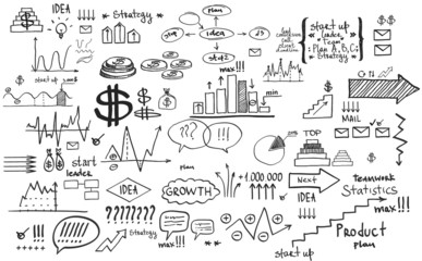 Doodle finance business elements hand-drawn