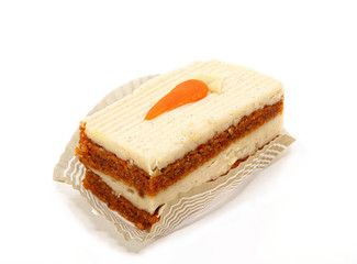 Slice Of Carrot Cake Isolated On White