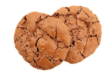 Top Down View Of A Pair Of Chocolate Chewy Cookies