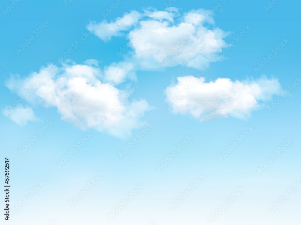 Poster blue sky with clouds. vector background