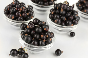 Fresh black currant isolated on white