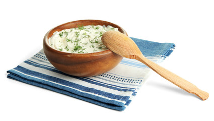 Sour cream isolated on white