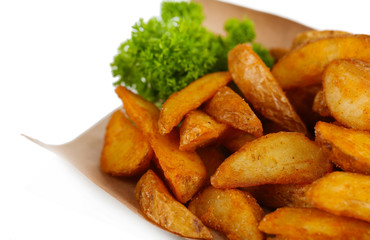 Home potatoes on tracing paper isolated on white