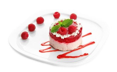Delicious berry cake isolated on white