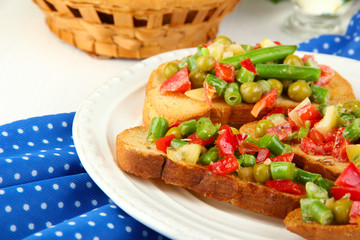 Sandwiches with vegetables and greens
