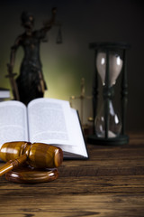 Wooden gavel barrister, justice concept, legal system 
