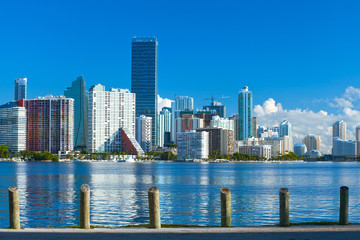 Fototapeta na wymiar City of Miami Florida, colorful night panorama