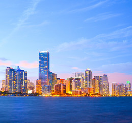 City of Miami Florida, colorful night panorama - 57595189