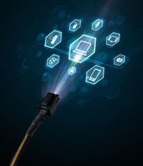 Electric cable with multimedia icons © ra2 studio