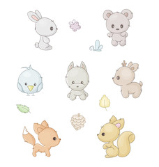 set of cute forest animals