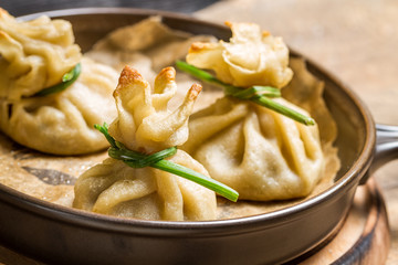 Unusual dumplings with mushrooms