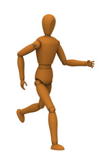 3D model of puppet robot running isolated on white