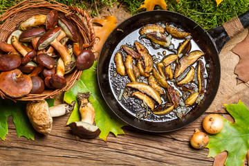 Freshly fried mushrooms straight from the forest