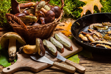 Autumn mushrooms straight from the pan