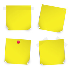 Yellow vector paper stickers isolated on white