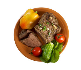 sliced rare roast beef farm-style