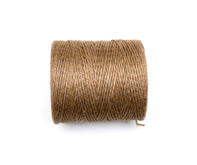 isolated image of brown hemp rope roll