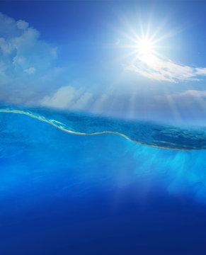 Under Blue Water With Sun Shining Above