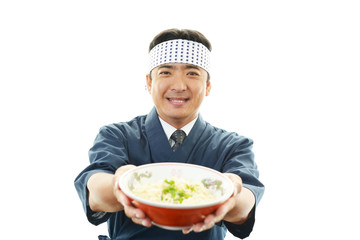 笑顔のラーメン屋の主人