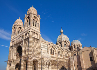 Fototapeta na wymiar Side view of Marseilles Cathedral (XIX c.)
