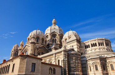 Fototapeta na wymiar Back view of Marseilles Cathedral (XIX c.)