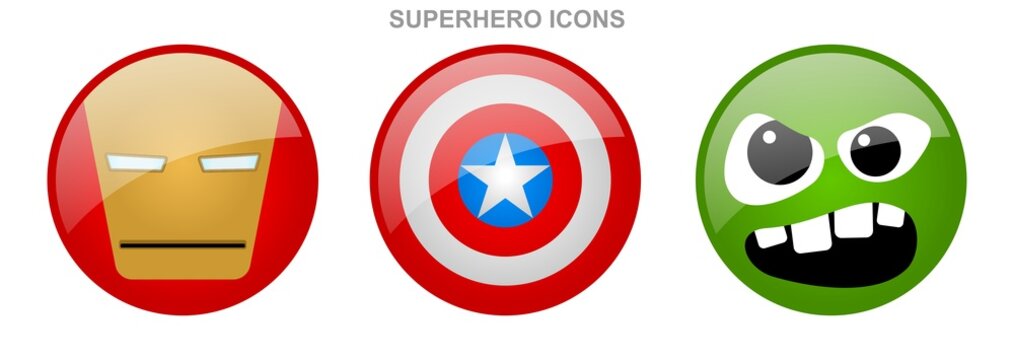 set of superhero icons