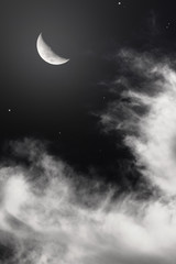 Obraz na płótnie Canvas night sky with moon and clouds
