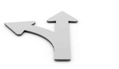 Arrow with left curve isolated on white