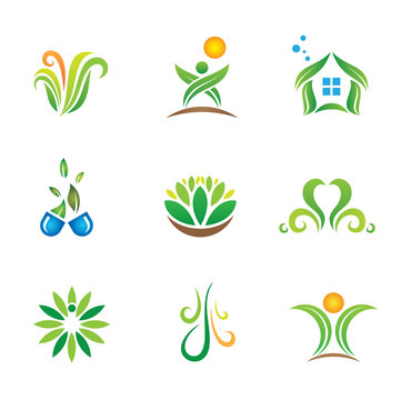 My green social world nature logo template