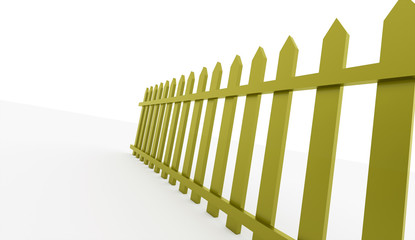 Old green fence concept on white