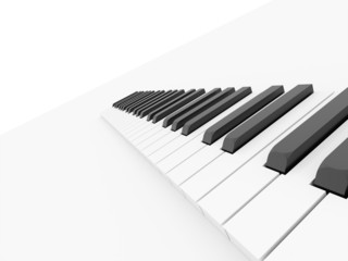 Fototapeta na wymiar Piano keyboard rendered on white
