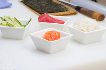 Ingredients for making sushi