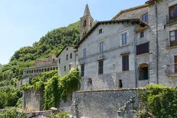 san Pietro church side on city walls, Leonessa