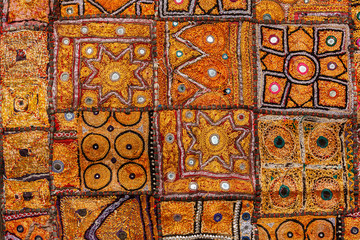 Colorful indian fabric textile. India