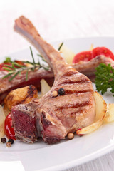 roasted lamb chop and vegetables