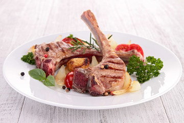 roasted lamb chop and vegetables