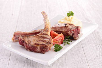 grilled lamb chop and puree