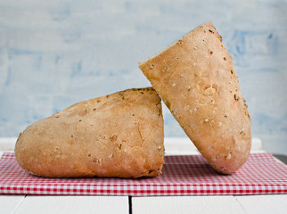 Wheat bread on an old board