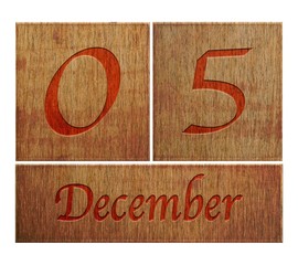 Wooden calendar December 5.