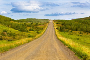 Fototapeta na wymiar Landscape with Curve Road at North Iceland