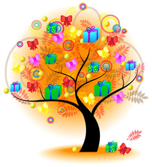 Tree of colorful gift (vector)
