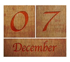 Wooden calendar December 7.