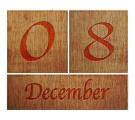 Wooden calendar December 8.