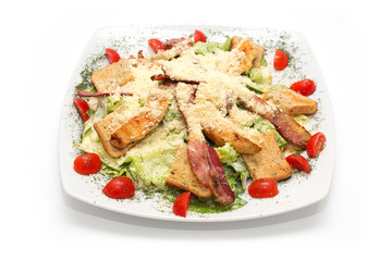 Meat salad on the plate