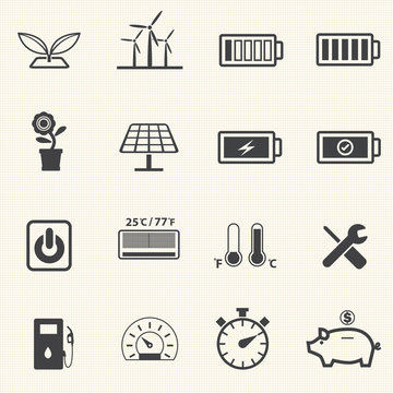 Ecology and Power saving icons with texture background