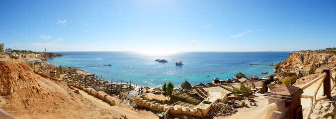 Panorama of the beach at luxury hotel, Sharm el Sheikh, Egypt