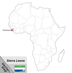 Inselkarte von Sierra-Leone mit Hauptstädten in Grau