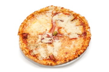 Pizza Quattro Formaggi isolated on the white background