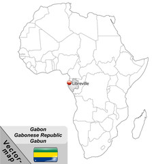 Inselkarte von Gabun mit Hauptstädten in Grau